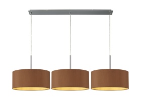 DK0564  Baymont 40cm Shade 3 Light Pendant Polished Chrome, Raw Cocoa/Grecian Bronze